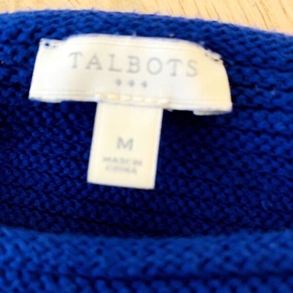 Talbots Womens Pullover Sweater Cable Knit Blue Button Detail Size M - Picture 10 of 12